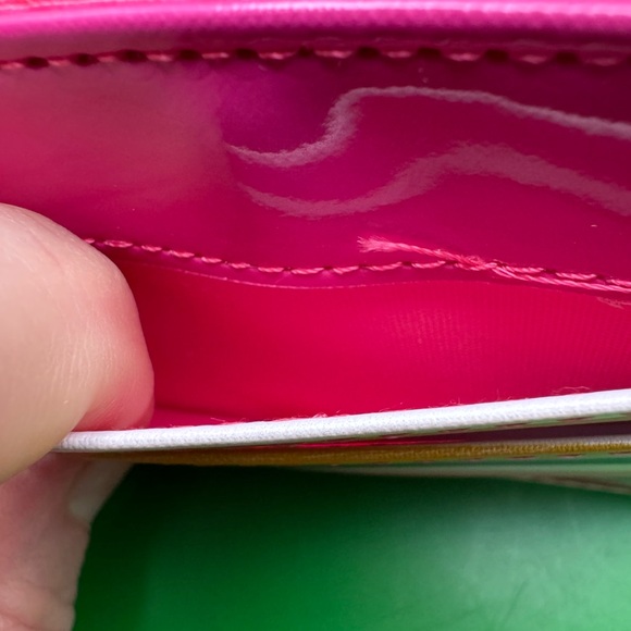 Vinyl Credit Card Wallet - Sketched MultiColors Stripes 3 card Pockets NWT - Picture 7 of 12